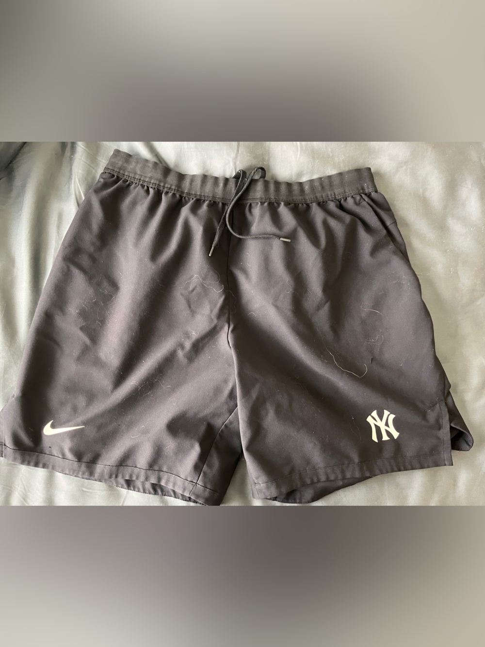 Nike Black Dri-FIT Athletic Shorts with  White Yankee MLB Logo